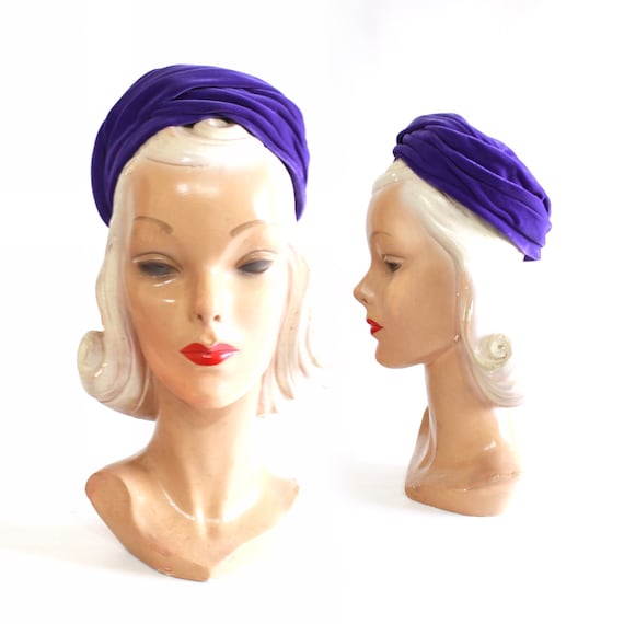 1960s Purple Pillbox - 1960s Purple Hat - Vintage