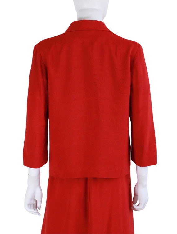 Early 1960s True Red Linen Suit - 60s Red Suit - … - image 9