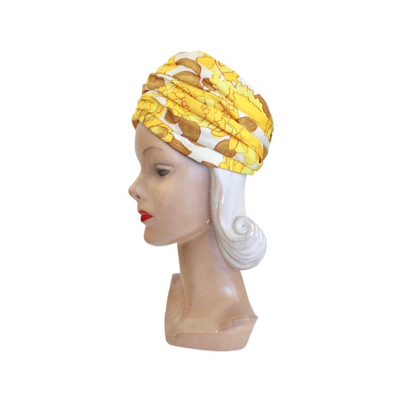 1960s Mustard Yellow Flower Turban Hat - 1960s Mo… - image 8