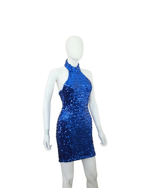 1990s Sequin Dress - Blue Sequin Dress - Vintage … - image 7