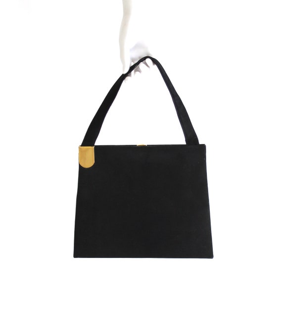 1940s Black Suede Purse - 1940s Black Leather Purs