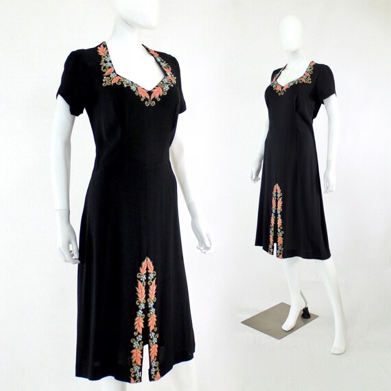 1940s Beaded Cocktail Dress - 1940s Cocktail Dress