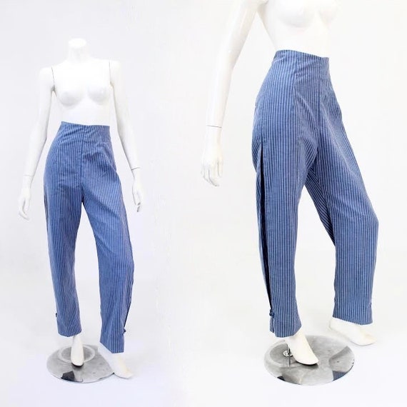 RARE - 1950s Chambray Trousers - 50s Womens Trouse
