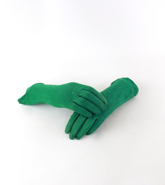 1950s Kelly Green Gloves - 1950s Green Gloves - 19
