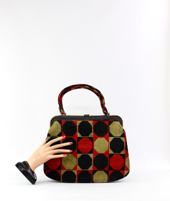 1960s Mod Geometric Tapestry Purse - Mod Carpet Ba