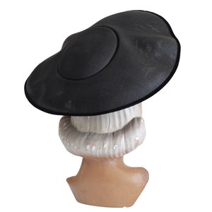 1950s Black Platter Hat 1950s Black Cartwheel Hat 50s New Look Hat 50s Black Sun Hat 50s Black Hat 50s Platter Hat 50s Dish Hat image 5