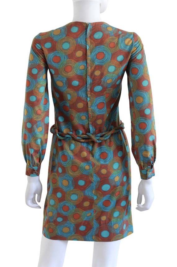 1960s Jewel Tone Abstract Print Wiggle Dress - 19… - image 9