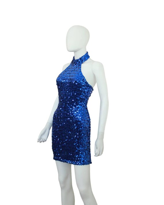 1990s Sequin Dress - Blue Sequin Dress - Vintage … - image 5