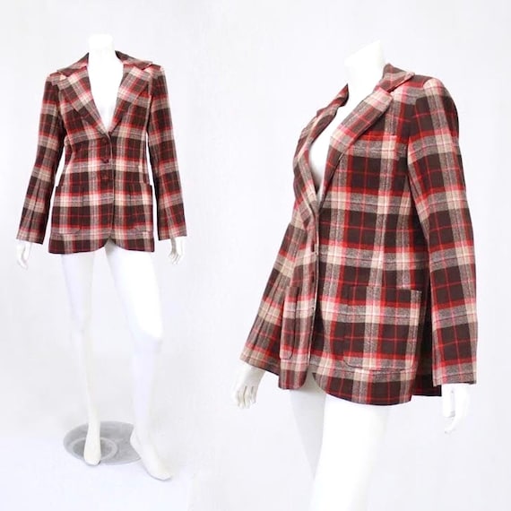 1940s Womens Blazer - 40s Plaid Jacket - Womens Pl