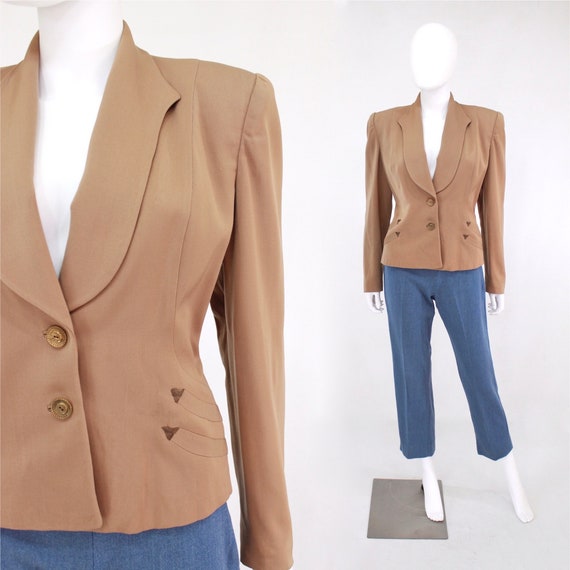 1940s Sandy Tan Gabardine Blazer - 1940s Gab Jacke