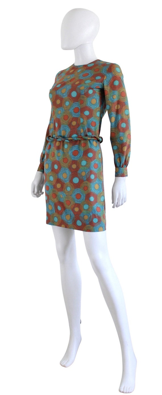 1960s Jewel Tone Abstract Print Wiggle Dress - 19… - image 6