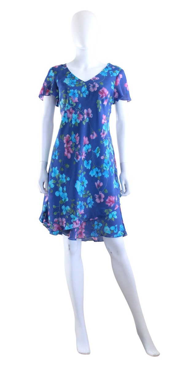 Y2k Blue & Purple Floral Sheath Dress Y2k Blue Summ… Gem