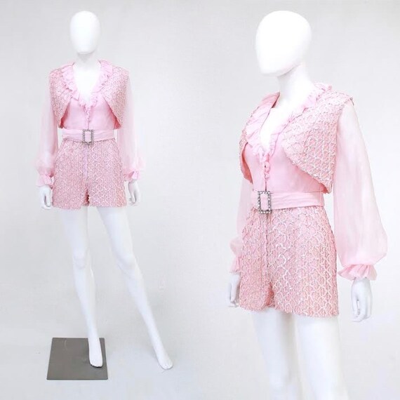 Vintage Pink Hot Pants Jumpsuit - Vintage Sequin R