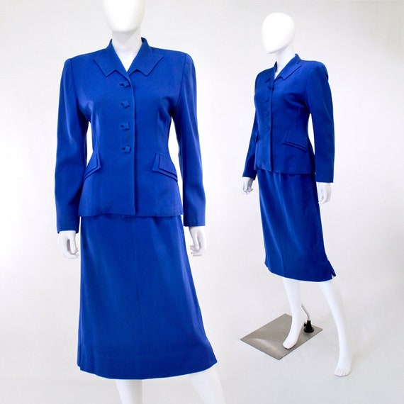 RARE 1940s Cobalt Blue Gabardine Suit - 1940s Blue