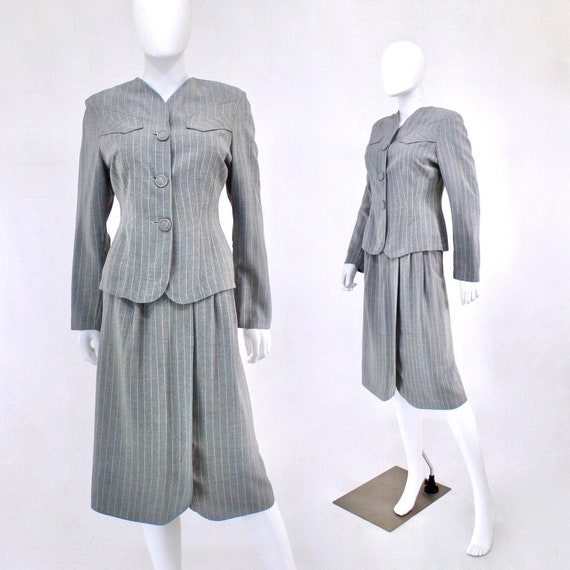 1940s Pinstripe Suit - 1940s Womens Suit - 1940s G