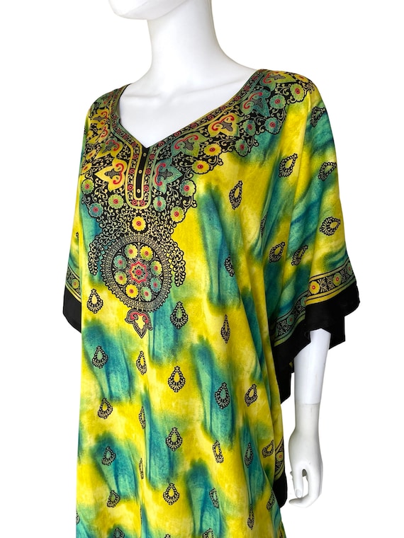 Vintage Yellow & Green Tie Dye Mandala Print Caft… - image 5