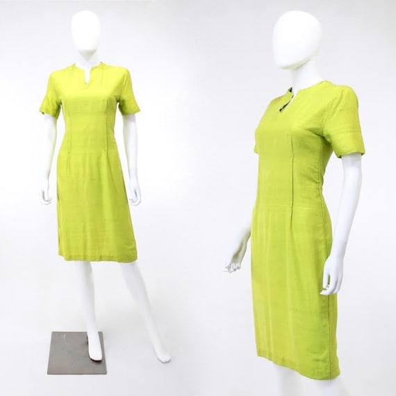 1950s Chartreuse Dress - 1950s Green Dress - 1950s