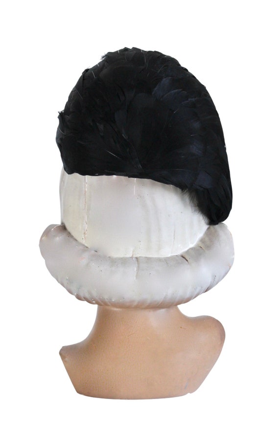 1950s Black Feather Cocktail Hat - 1950s Black Fe… - image 7