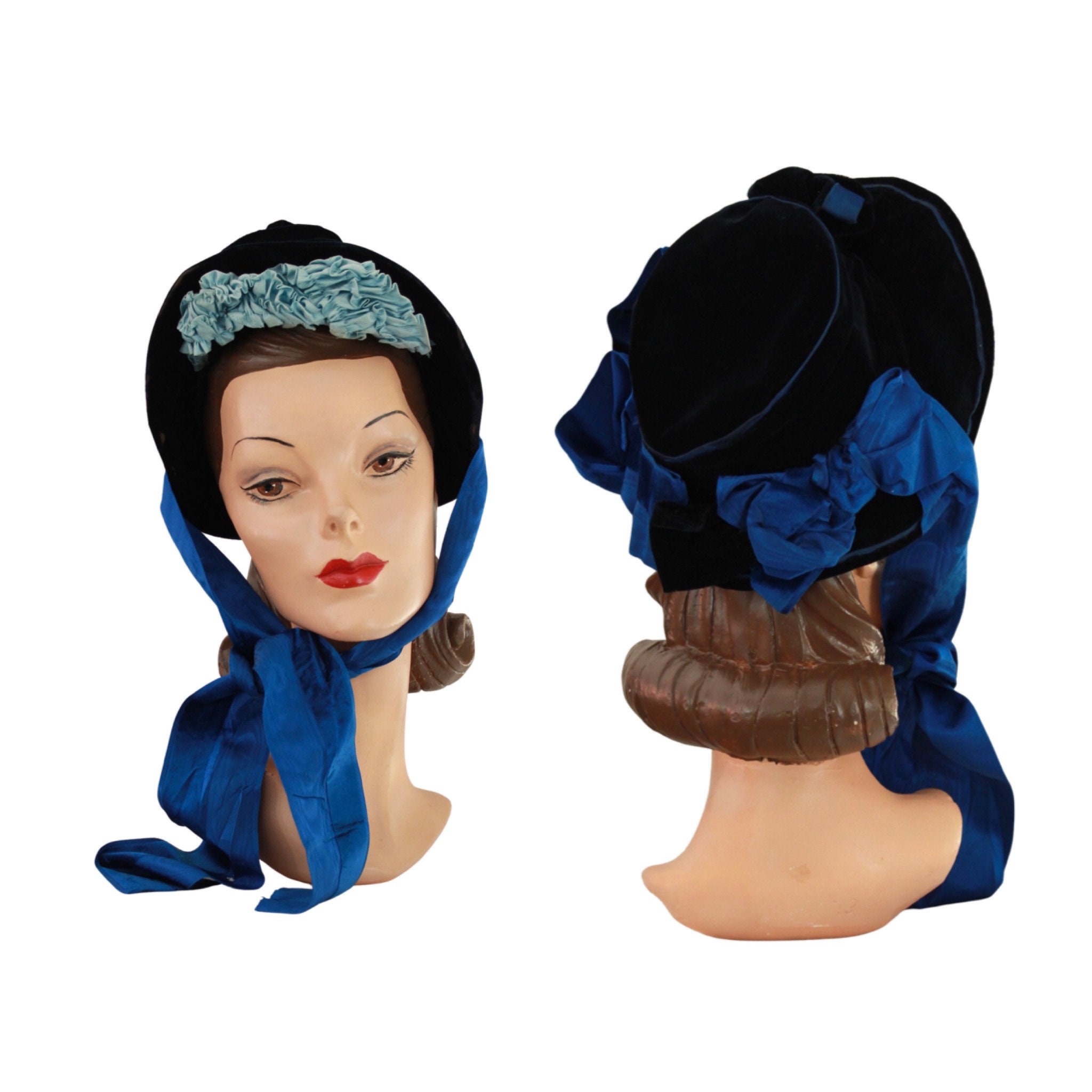 Victorian Cerulean Blue Bonnet 