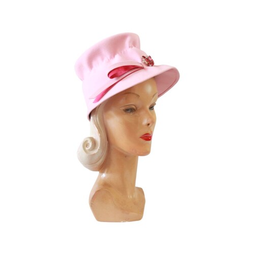 1950s Pink Bonnet Hat - shops 1960s Pink Hat - Vintage Pink Hat - 1950s Pink Felt Hat - Vintage Pink Felt Hat - 50s Womens Pink Hat - 60s Pink Hat
