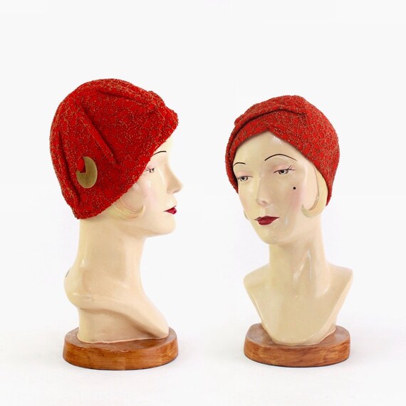 1920s True Red Cloche Hat - 1920s Womens Hat - 192
