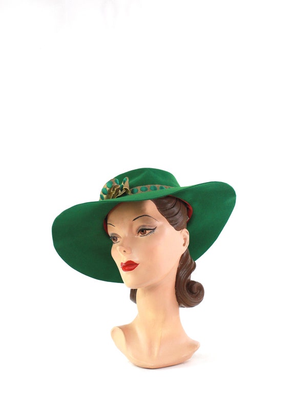 1950s DEADSTOCK Sara Sue Green Hat - 1950s Kelly G