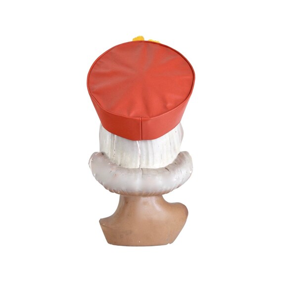 1960s Orange Vinyl Leather Pillbox Toque Hat 1960s … Gem