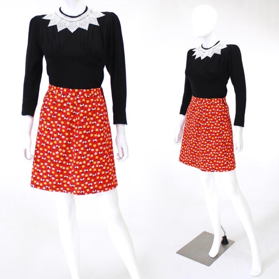 1970s Bumble Bee Novelty Print Skirt - Lady Bug No