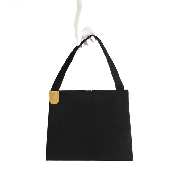 1940s Black Suede Purse - 1940s Black Leather Purs