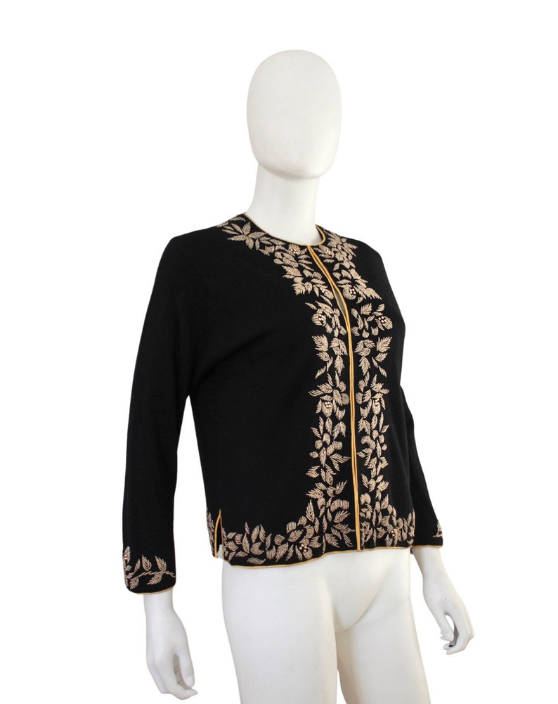 1960s Black & Gold Hand Beaded Cardigan Sweater Vintage Hand - Etsy