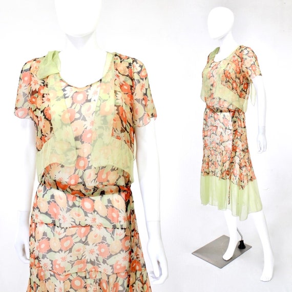 1920s Poppy Print Dress - 1920s Floral Print Dress