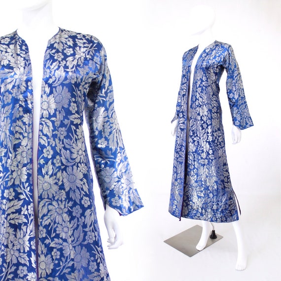 1960s Blue & Silver Lurex Evening Coat - Vintage E