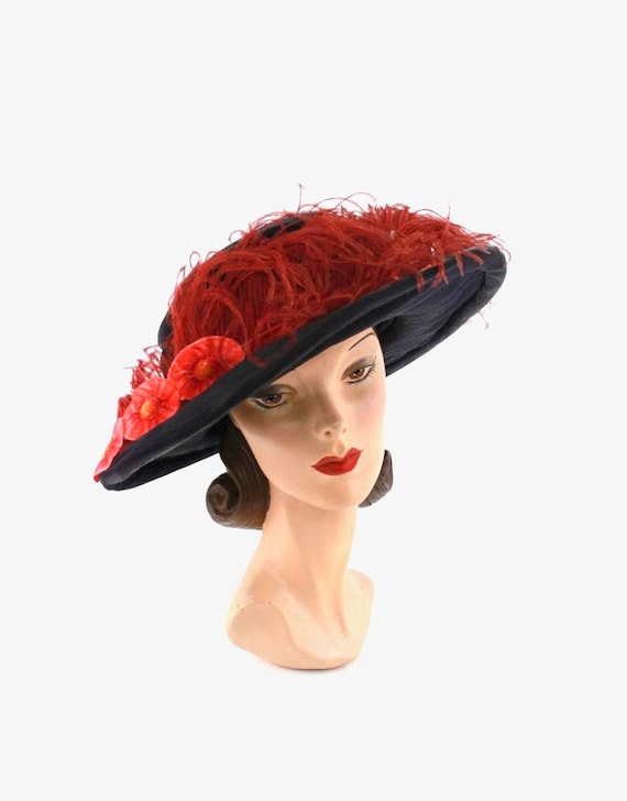 Edwardian Merry Widow - Antique Picture Hat - Anti