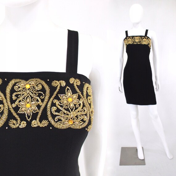 1990s Beaded Mini Dress - 1990s Cocktail Dress - 1