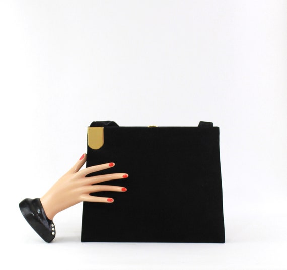 1940s Black Suede Leather Purse - 1940s Koret Sued