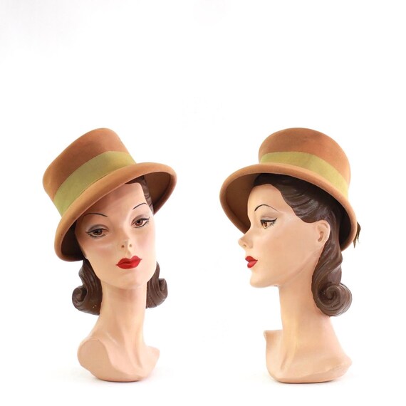 1940s Pale Orange Suiter Tilt Top Hat - 1940s Suit