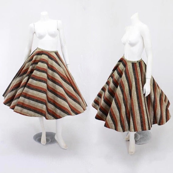 1950s Stripe Skirt - 50s Full Circle Skirt - 1950s