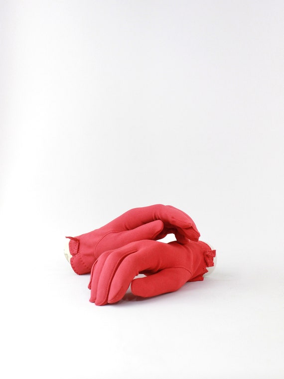 1950s Salmon Pink Gloves - 1950s Pink Gloves - 195