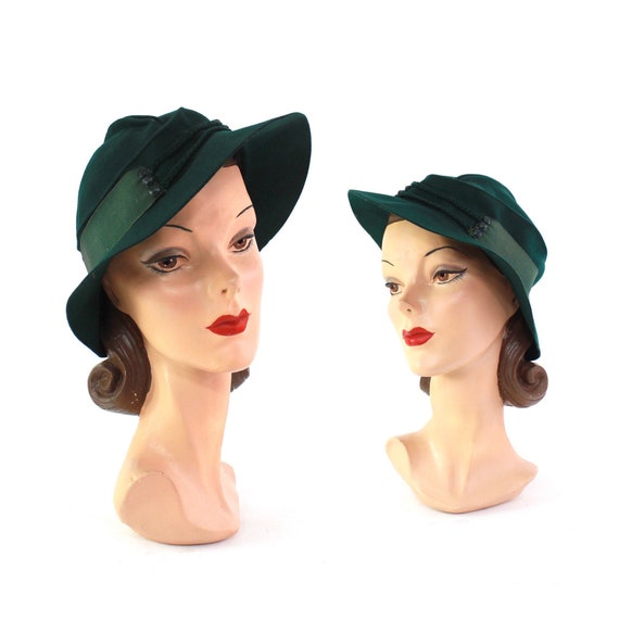RESERVED | 1930s Womens Hunter Green Fedora - 1930