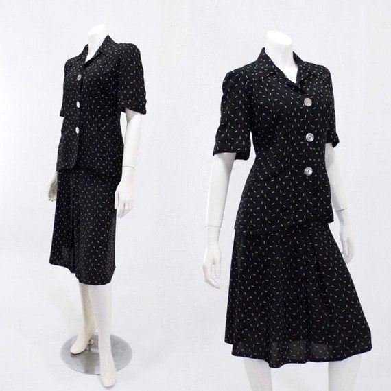 1940s Summer Suit - 1940s Womens Suit - 1940s Navy
