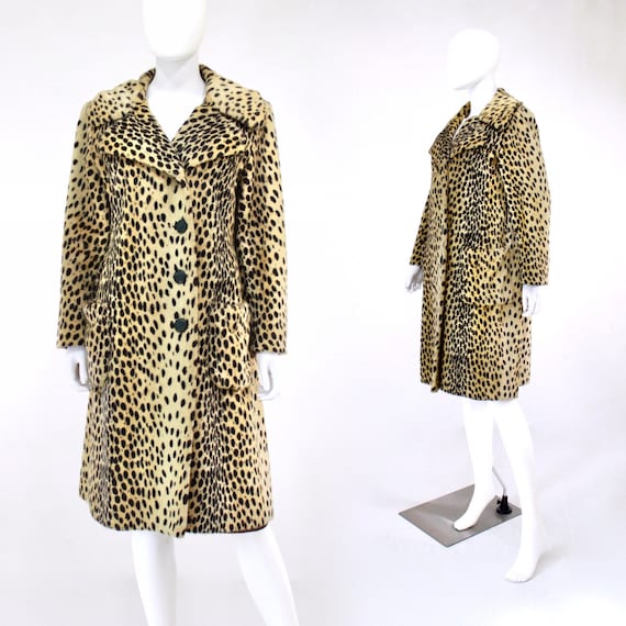 1960s Leopard Print Faux Fur Coat - Vintage Leopar