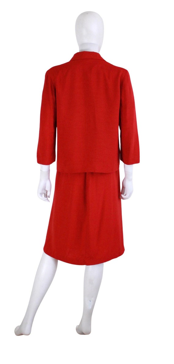 Early 1960s True Red Linen Suit - 60s Red Suit - … - image 8