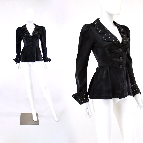 1970s Peplum Jacket - 1970s Peplum Blazer - Polka