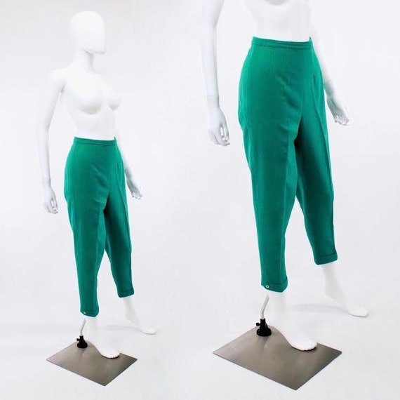 1950s Cigarette Pants - 1950s Teal Pants - 1950s W