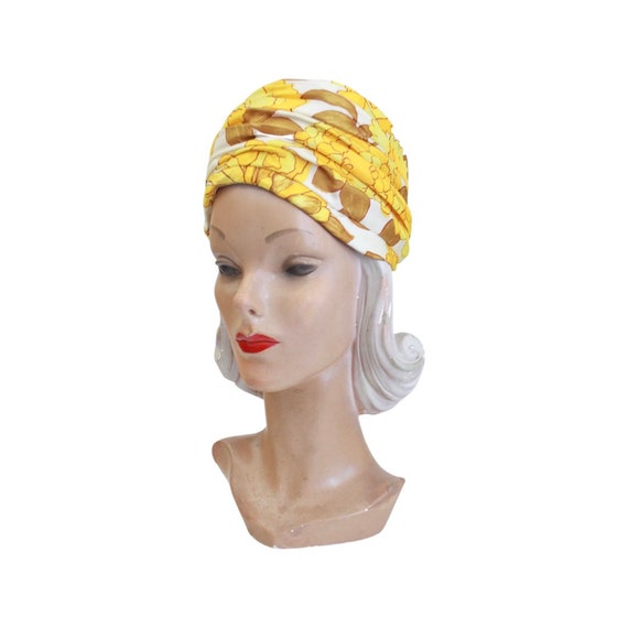 1960s Mustard Yellow Flower Turban Hat - 1960s Mo… - image 7