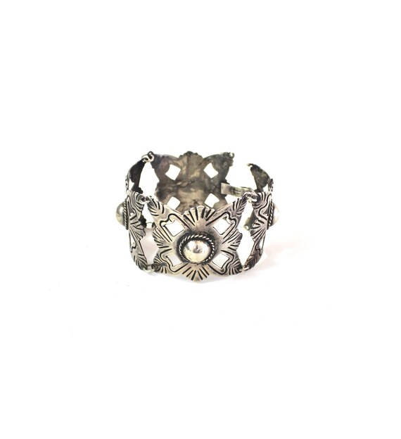1940s Signed Mexican Silver Link Bracelet - 1940s
