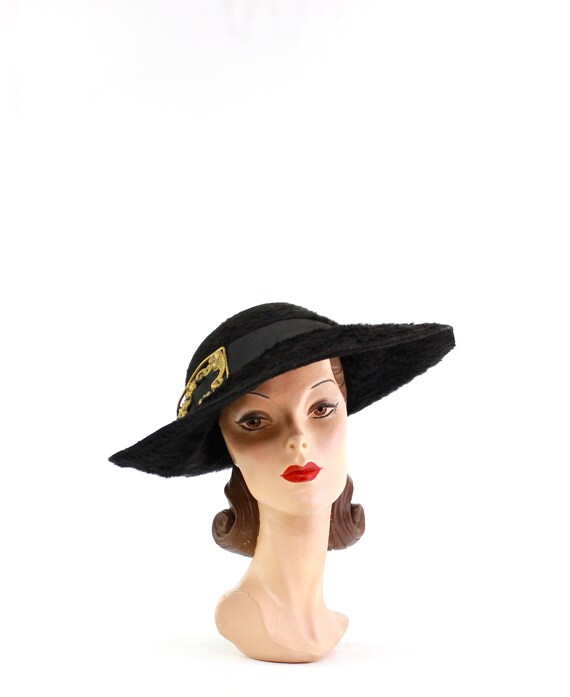 Edwardian Rabbit Fur Picture Hat - Edwardian Wide