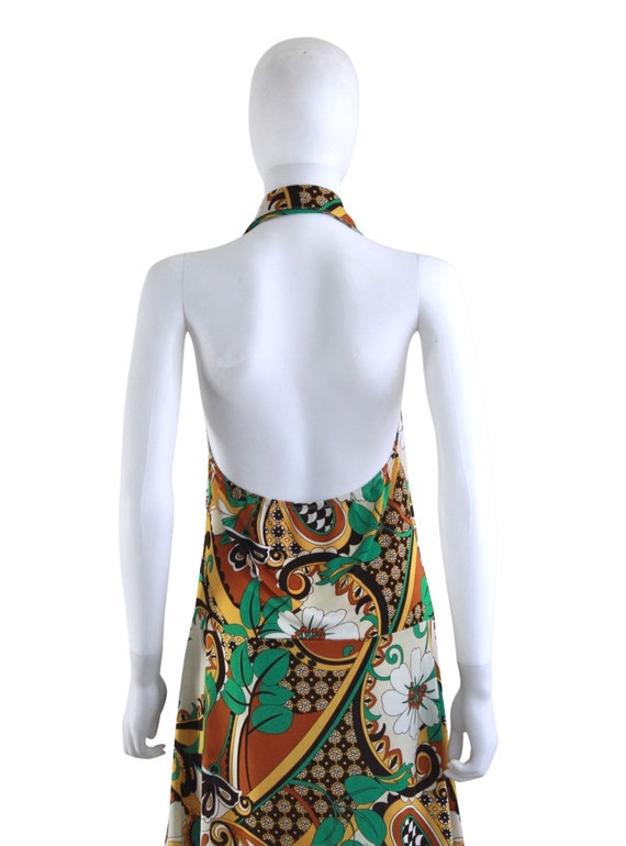 1970s Psychedelic Print Jersey Halter Dress - 197… - image 8