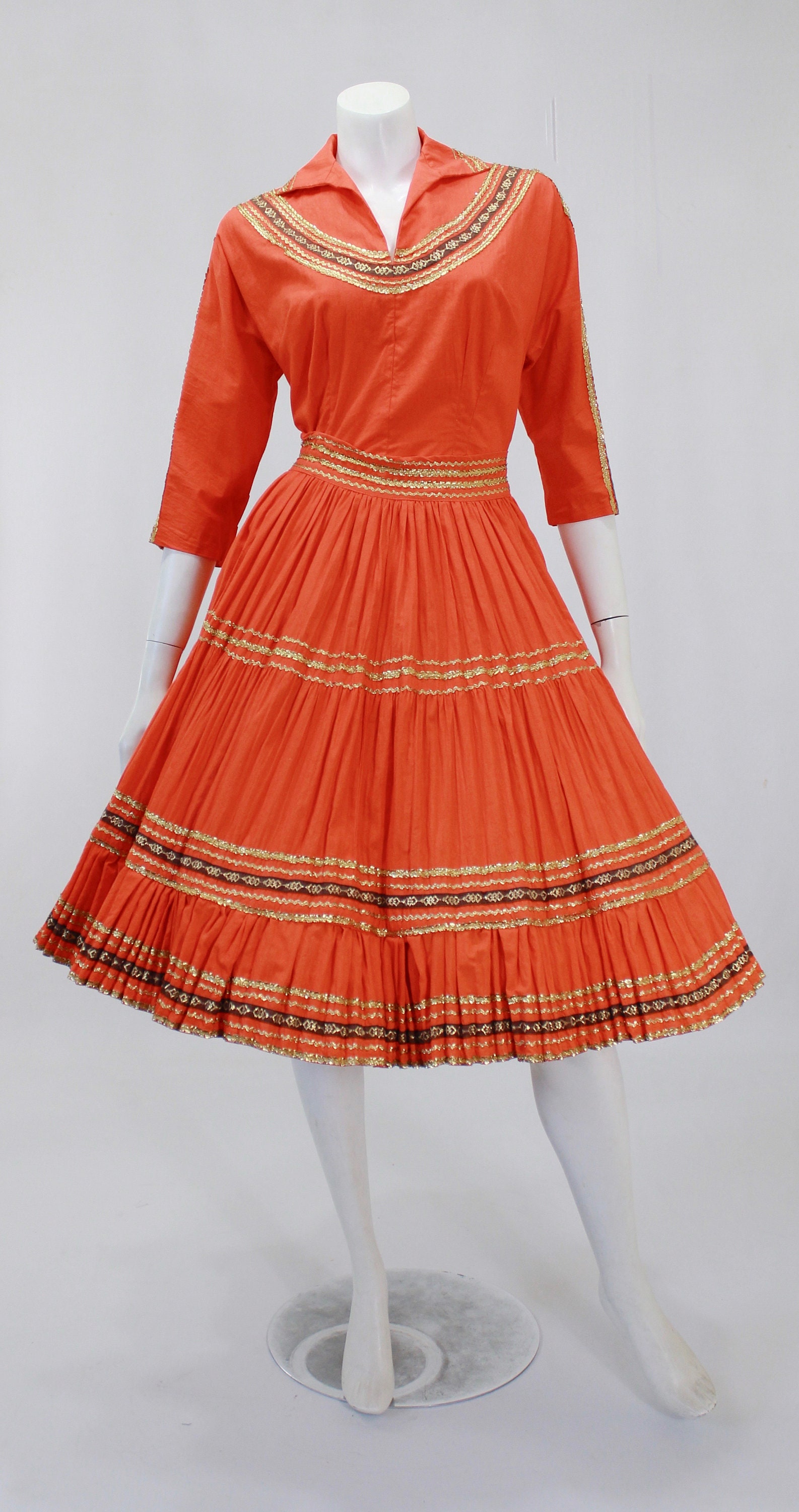 1950s Patio Skirt Set Orange Patio Skirt Set 50s Fiesta Etsy