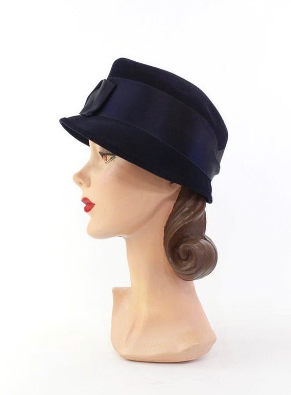 1930s Navy Blue Cloche Hat - 1930s Womens Hat - 1… - image 9